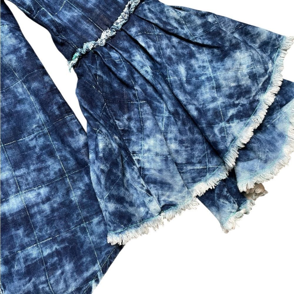 Ryan Michael Indigo Blue Tiered Sleeve Western Button Down Shirt Size Medium - Picture 6 of 12